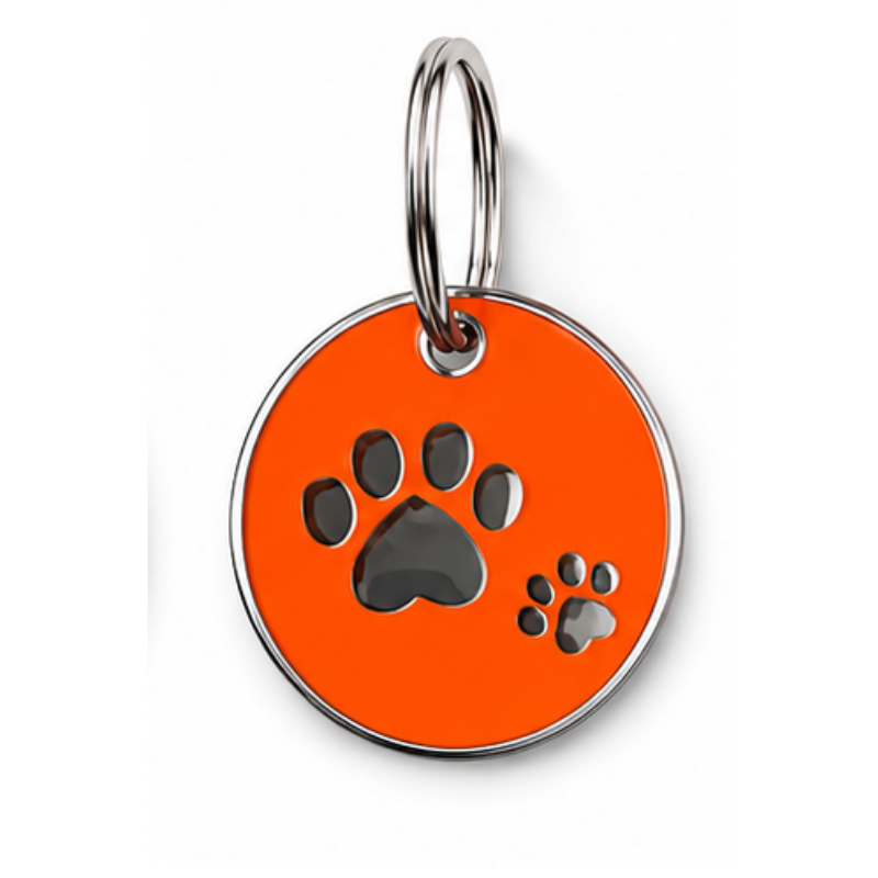Personalized Enamel Double Paw Round Pet ID Tag, Custom Dog and Cat Name Tag with Phone Number (Copy)
