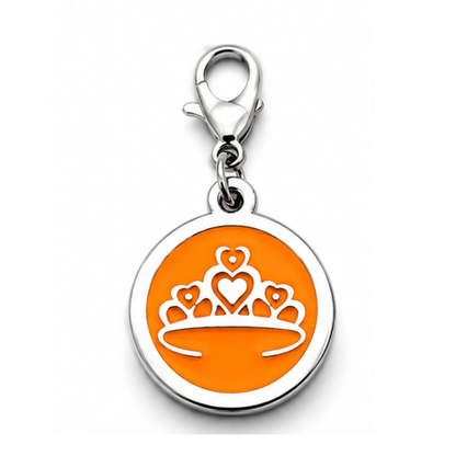 Personalized Enamel Queen's Crown Round Pet ID Tag, Custom Dog and Cat Name Tag with Phone Number