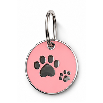 Personalized Enamel Double Paw Round Pet ID Tag, Custom Dog and Cat Name Tag with Phone Number (Copy)