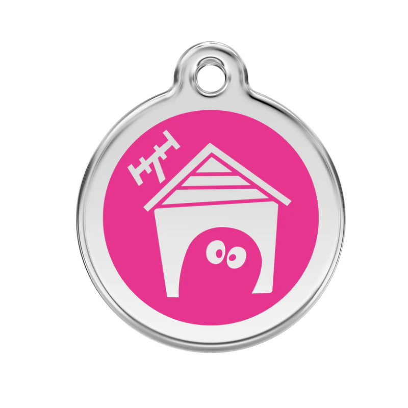 Personalized Enamel House Round Pet ID Tag, Custom Dog and Cat Name Tag with Phone Number, multi size