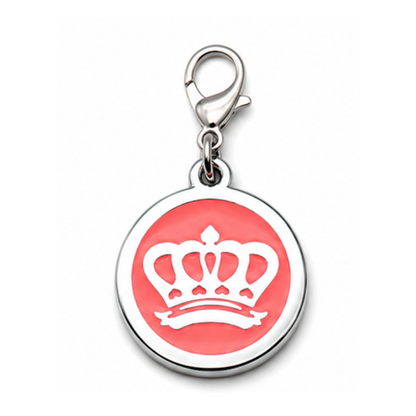 Personalized Enamel King's Crown Round Pet ID Tag, Custom Dog and Cat Name Tag with Phone Number