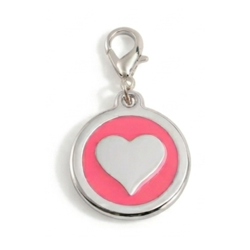 Personalized Enamel Heart Round Pet ID Tag, Custom Dog and Cat Name Tag with Phone Number