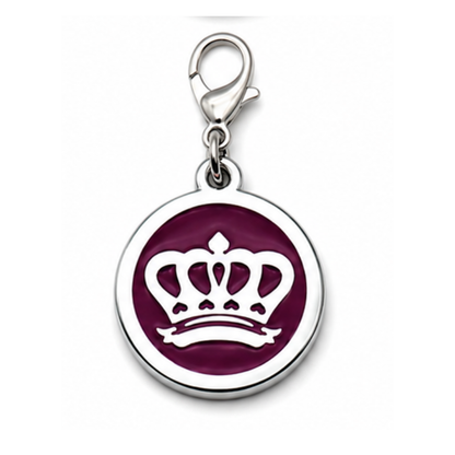 Personalized Enamel King's Crown Round Pet ID Tag, Custom Dog and Cat Name Tag with Phone Number
