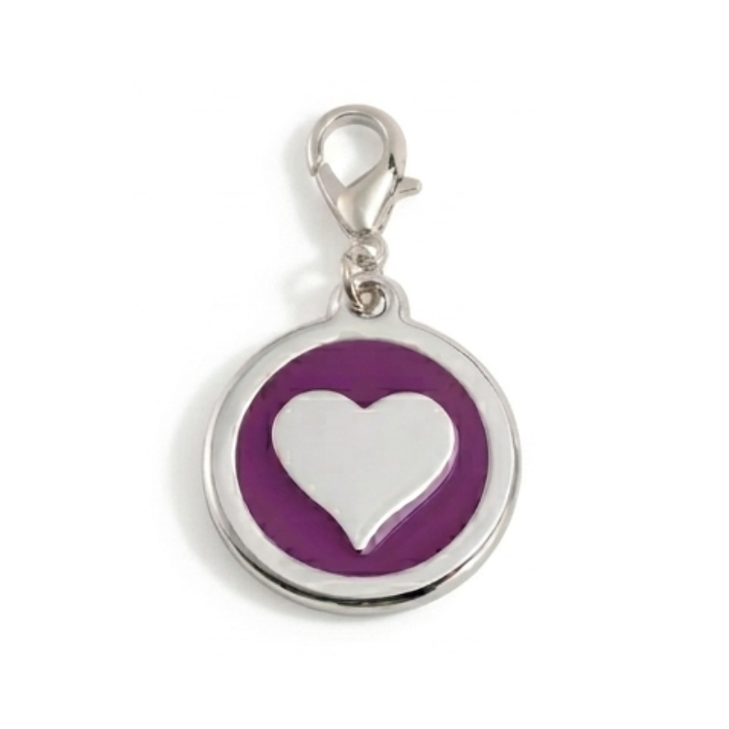Personalized Enamel Heart Round Pet ID Tag, Custom Dog and Cat Name Tag with Phone Number
