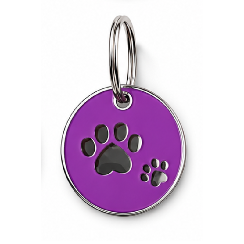 Personalized Enamel Double Paw Round Pet ID Tag, Custom Dog and Cat Name Tag with Phone Number (Copy)
