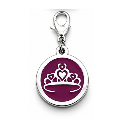 Personalized Enamel Queen's Crown Round Pet ID Tag, Custom Dog and Cat Name Tag with Phone Number