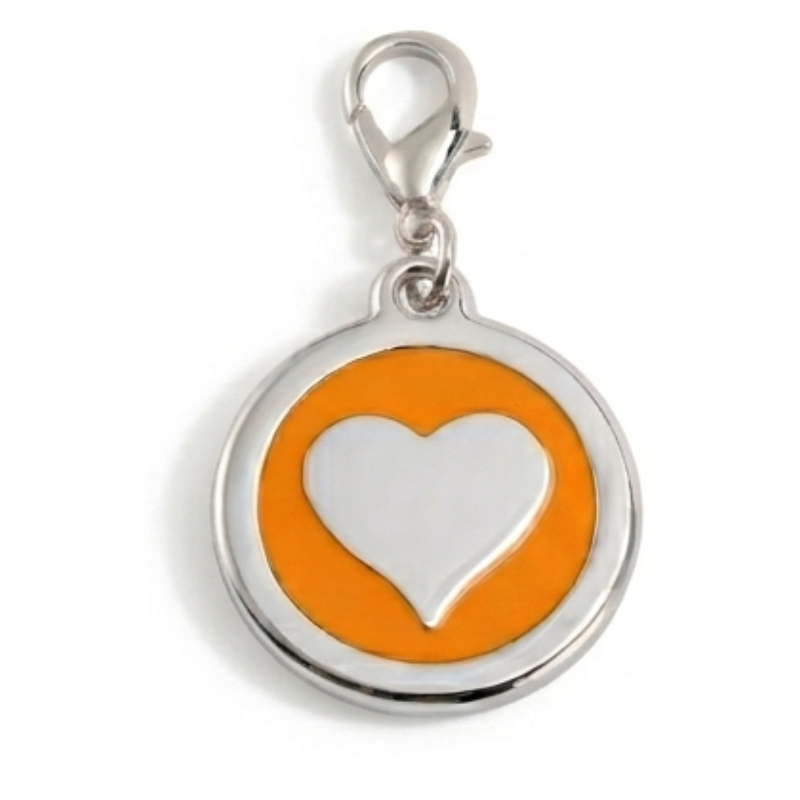 Personalized Enamel Heart Round Pet ID Tag, Custom Dog and Cat Name Tag with Phone Number